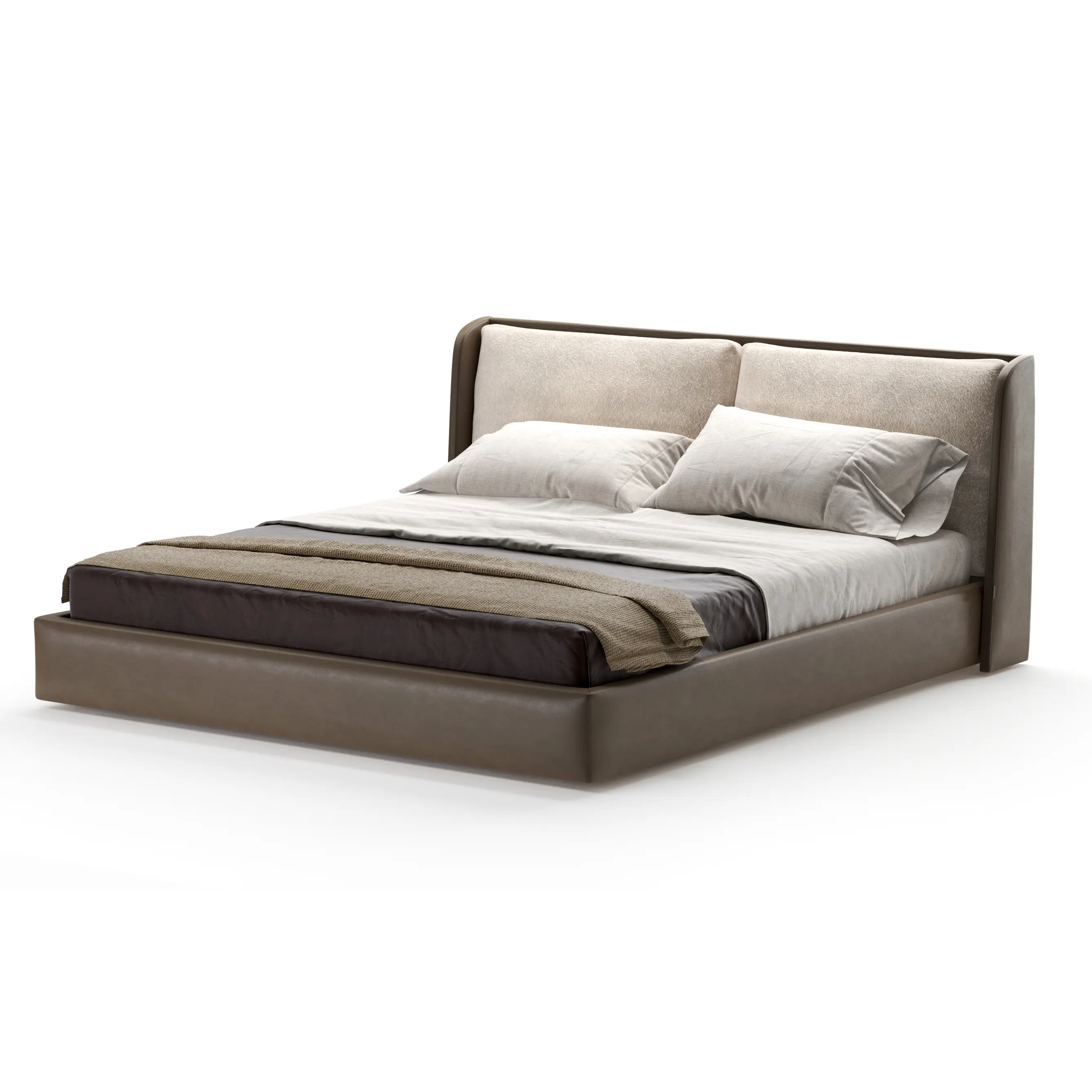 Premium upholstered bed 3D visualization